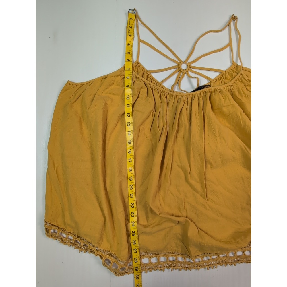 Lane Bryant Mustard Yellow Macrame Back Crochet Lace Hem Cami Top Plus Size 4X - Picture 5 of 10